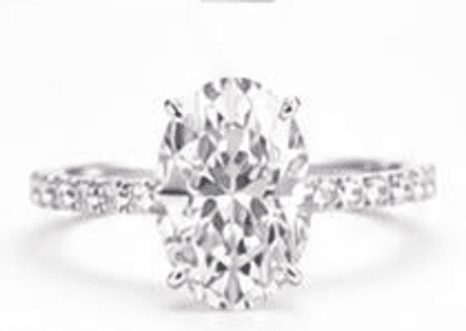 An engagement ring photographed for a valuation certificate