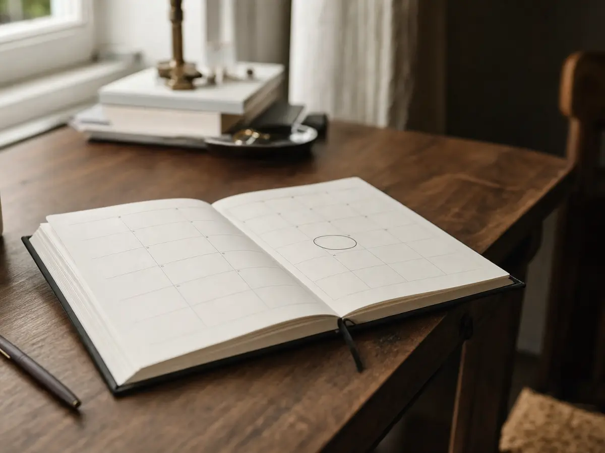 Two diary pages with a single date circled in plain pen, no decoration