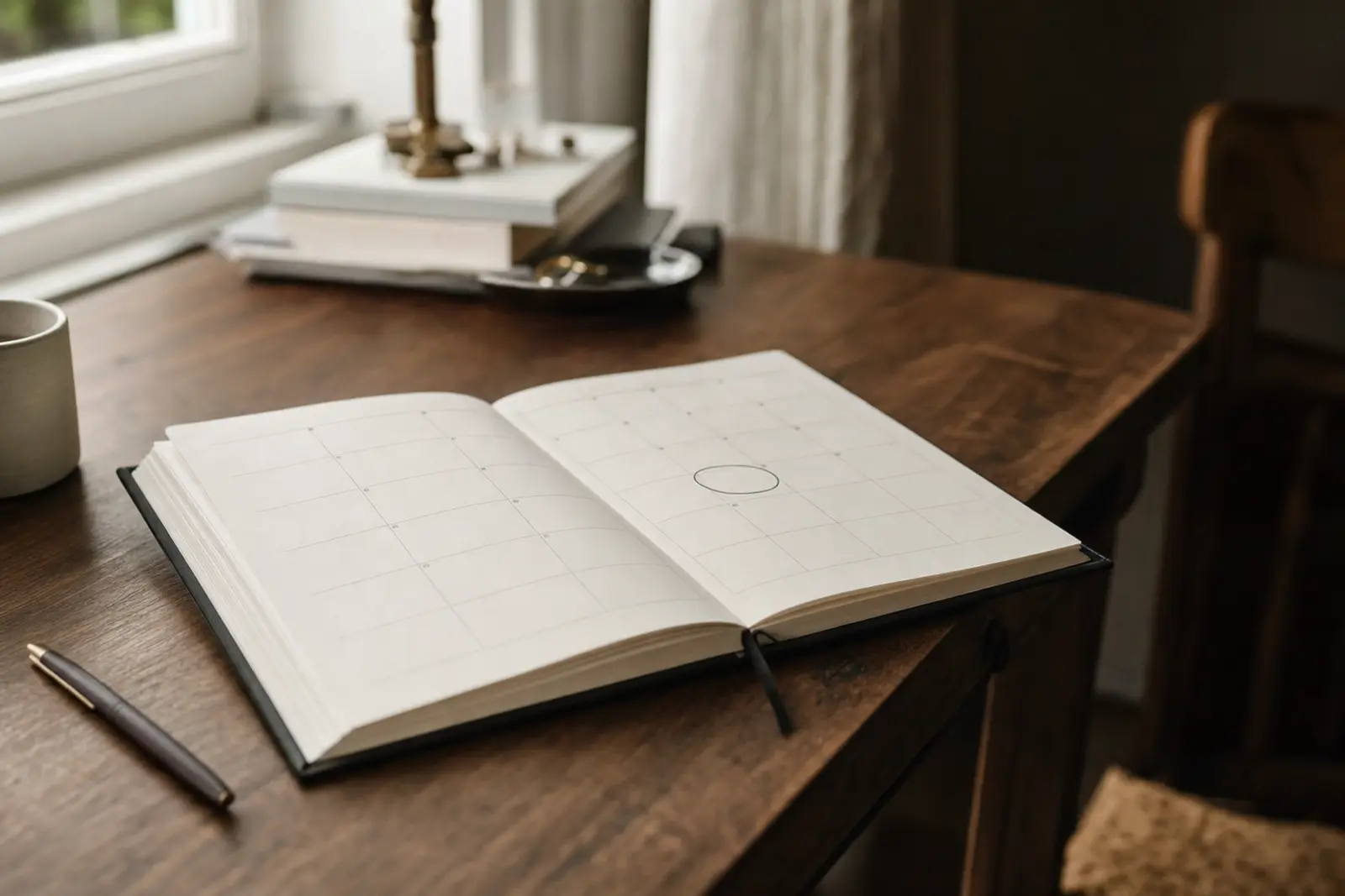Two diary pages with a single date circled in plain pen, no decoration