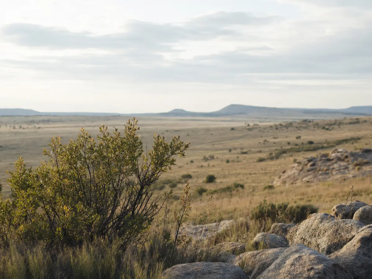 A South African landscape shown across four small panels suggesting different regional weather without a specific season